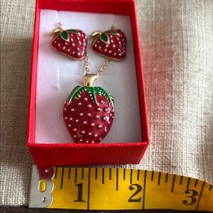 Red and Gold Strawberry Necklace-015